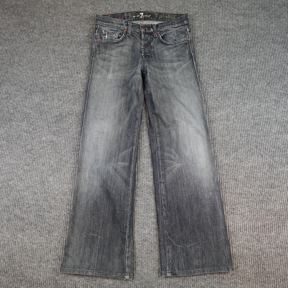 7 For All Mankind A Pkt Relaxed Jeans Mens 30x29 Gray T531450S-450S Distressed